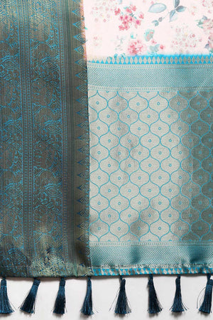 Light Pink Silk Printed Saree