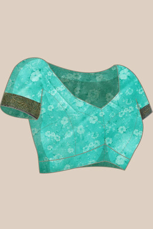 Sea Green Silk Printed Saree