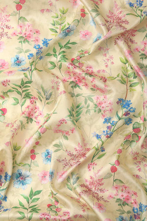 Beige Silk Printed Saree