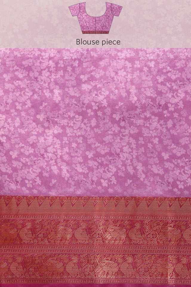 Teal Silk Printed Saree