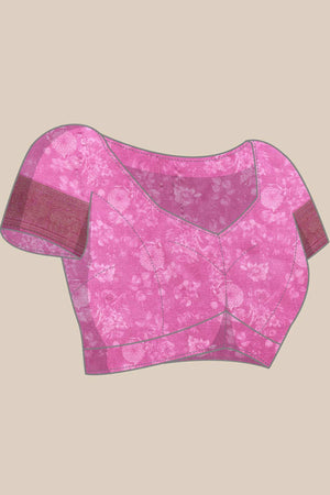 Off White Silk Printed Saree