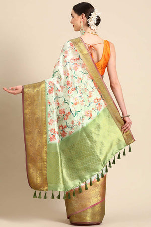 Green Silk Printed Saree