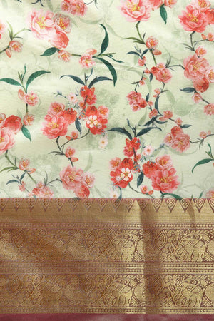 Green Silk Printed Saree