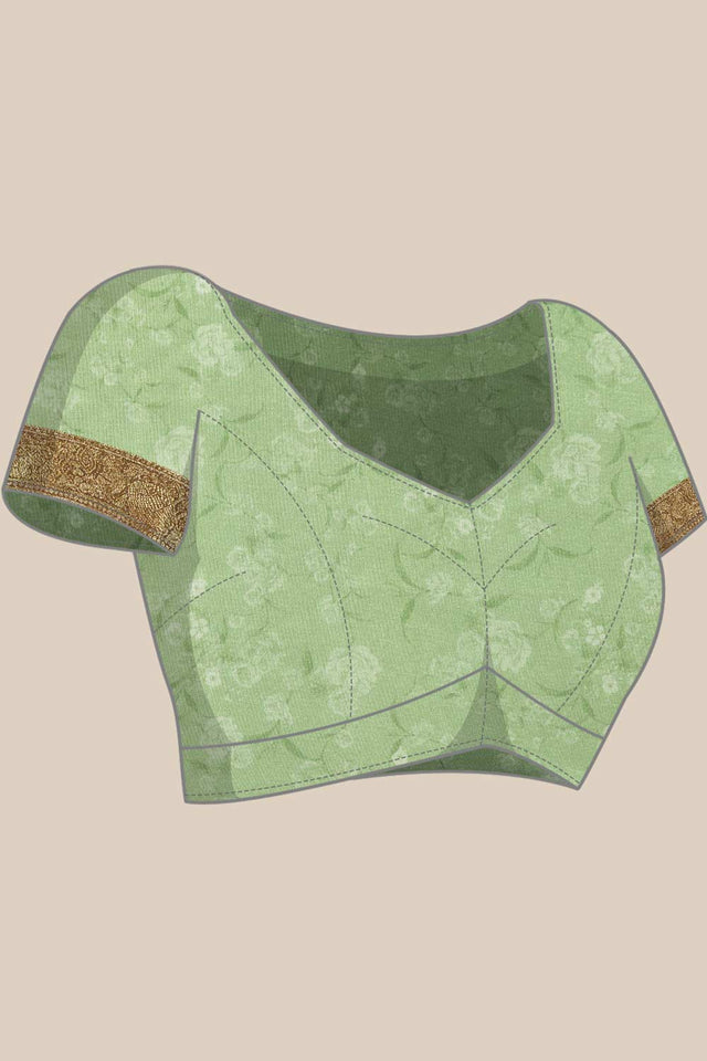 Green Silk Printed Saree