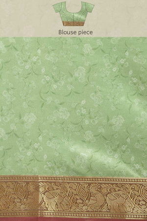 Green Silk Printed Saree