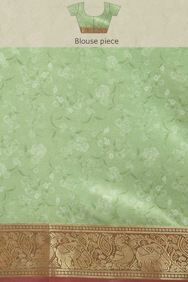 Green Silk Printed Saree