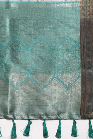 Grey Silk Printed Saree