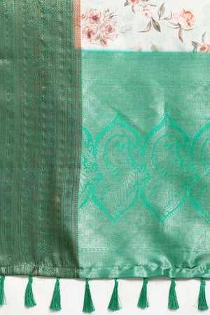 Grey Silk Printed Saree