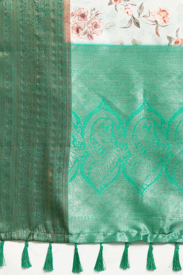 Grey Silk Printed Saree