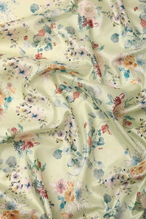 Lime Green Silk Printed Saree