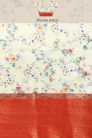 Lime Green Silk Printed Saree