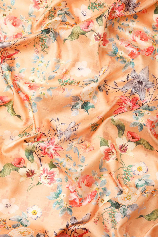 Orange Silk Printed Saree