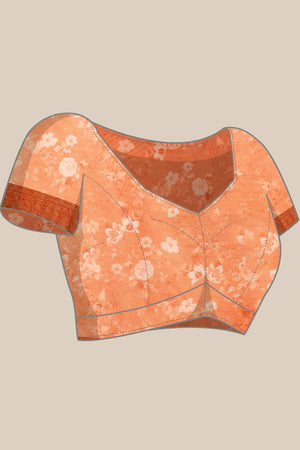Orange Silk Printed Saree