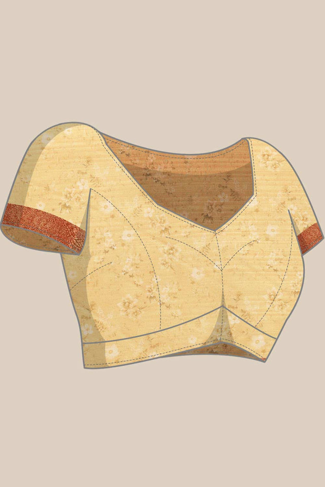 Orange Silk Printed Saree