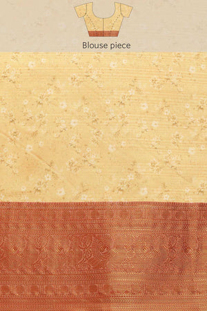 Orange Silk Printed Saree