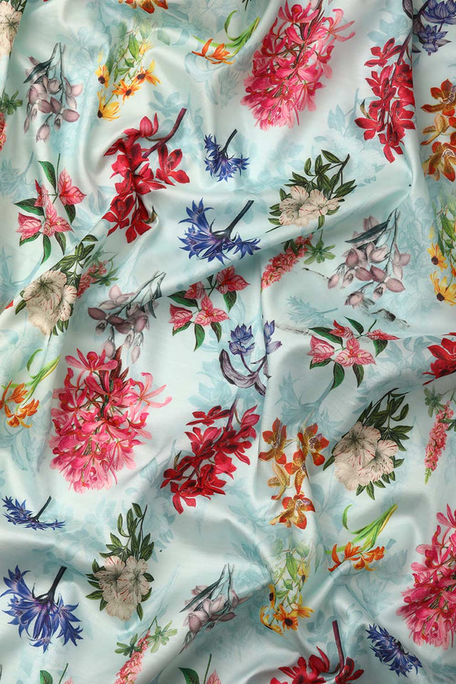 Sky Blue Silk Printed Saree