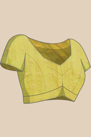 Sky Blue Muga Silk Floral Saree