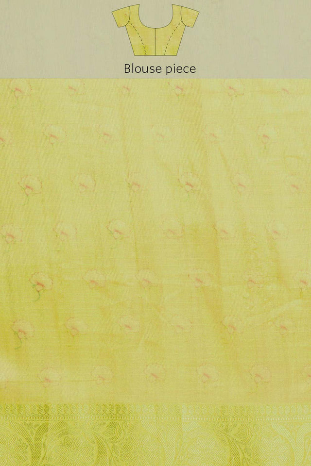 Sky Blue Muga Silk Floral Saree