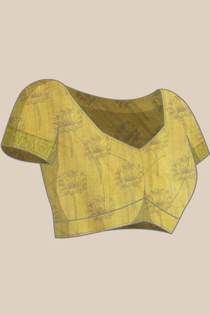 Maroon Pichwai Muga Silk Digital Print Saree With Unstitched Blouse Piece