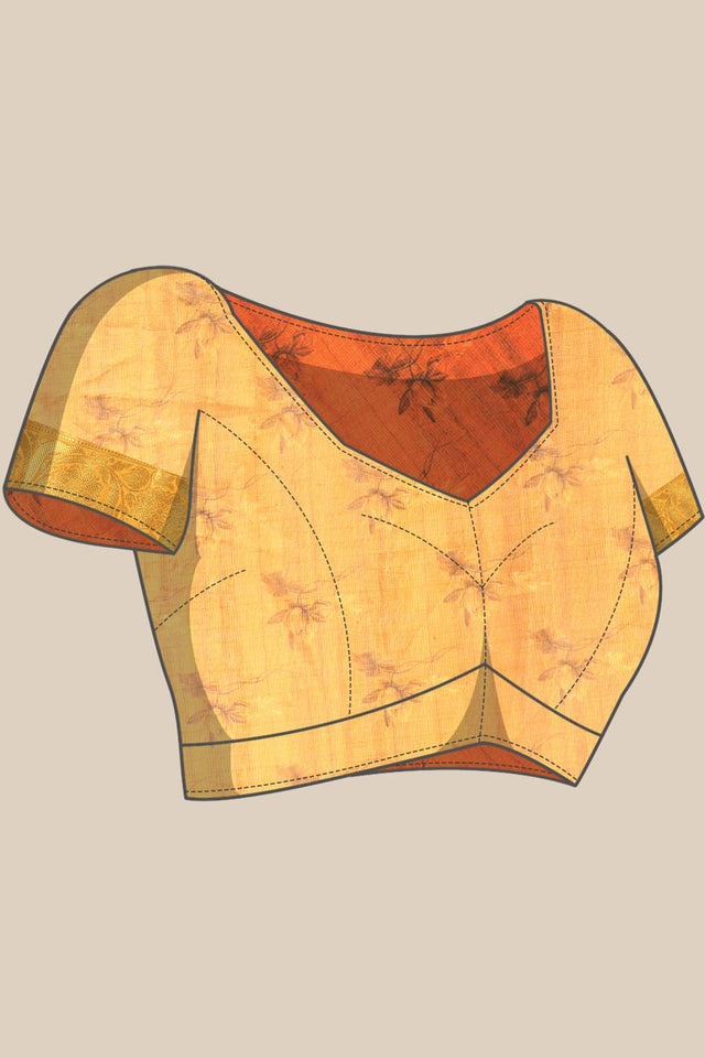 Teal Muga Silk Floral Saree