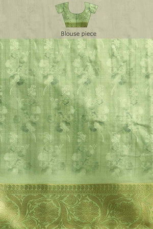 Navy Blue Muga Silk Floral Saree