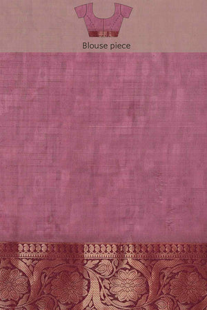 Beige Muga Silk Floral Saree