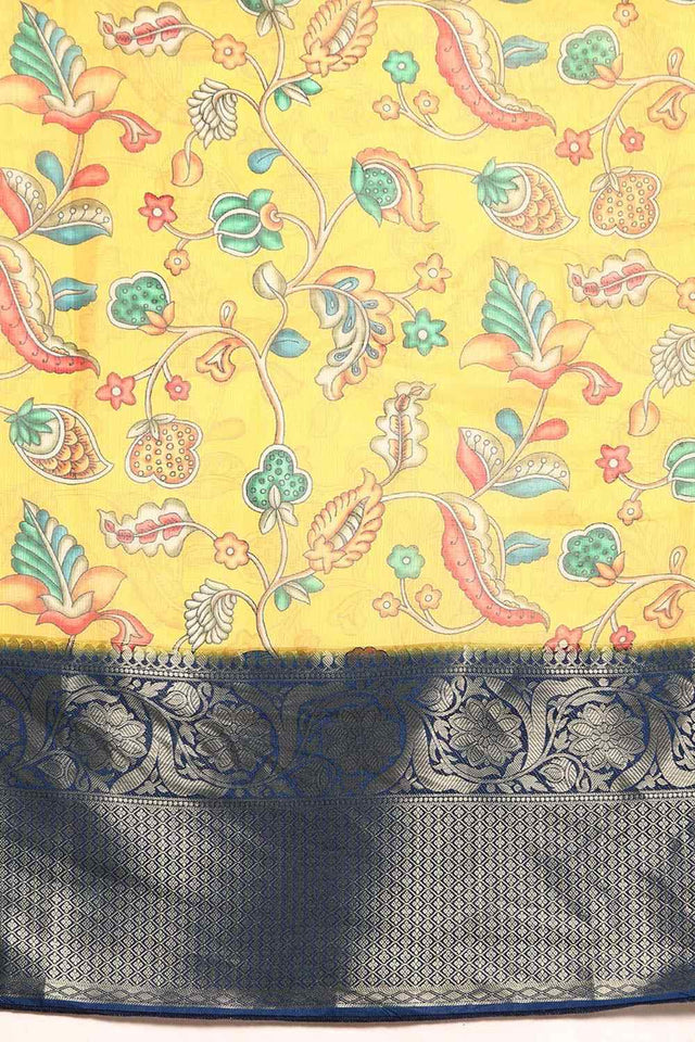 Yellow Muga Silk Floral Saree