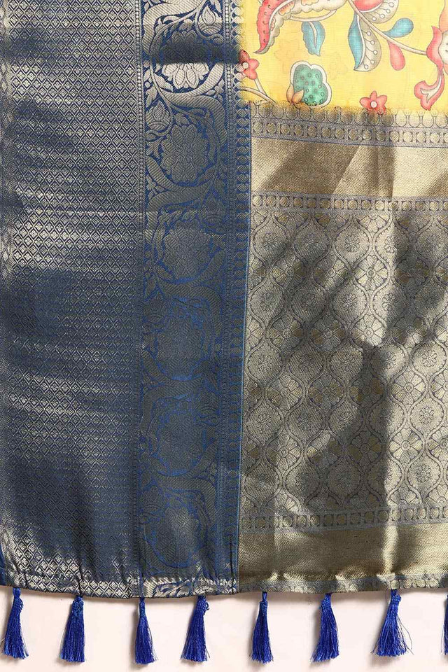 Yellow Muga Silk Floral Saree