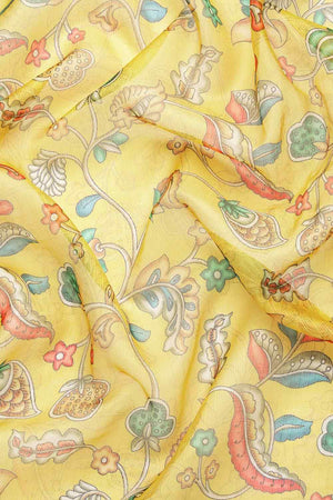 Yellow Muga Silk Floral Saree