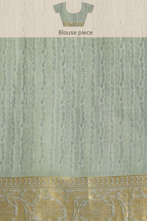 Beige Muga Silk Floral Saree