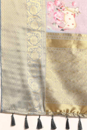 Rust Muga Silk Animal Print Saree