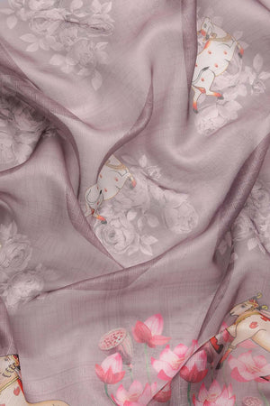 Rust Muga Silk Animal Print Saree