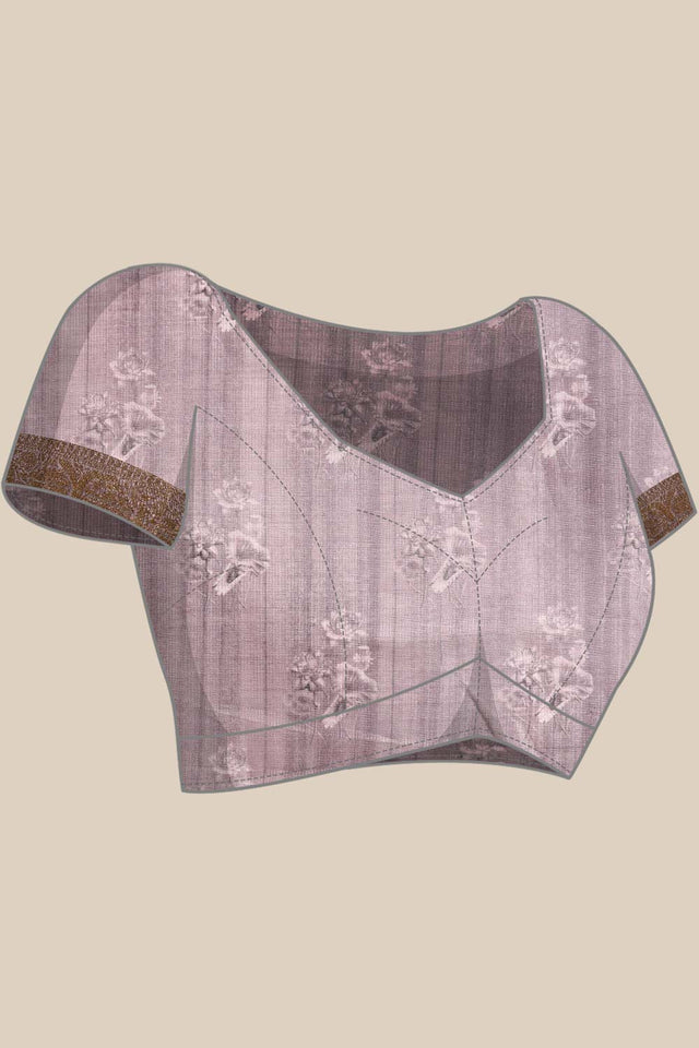 Grey Muga Silk Kalamkari Saree