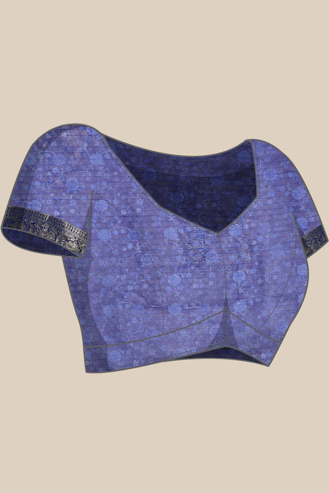 Beige Pichwai Muga Silk Digital Print Saree With Unstitched Blouse Piece