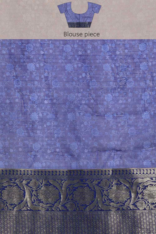 Beige Pichwai Muga Silk Digital Print Saree With Unstitched Blouse Piece