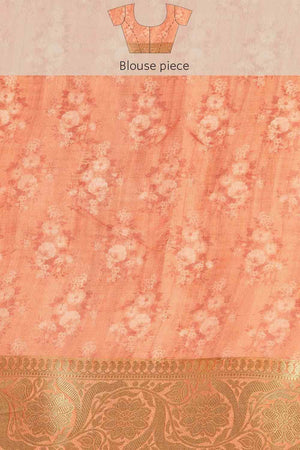 Teal Muga Silk Animal Print Saree