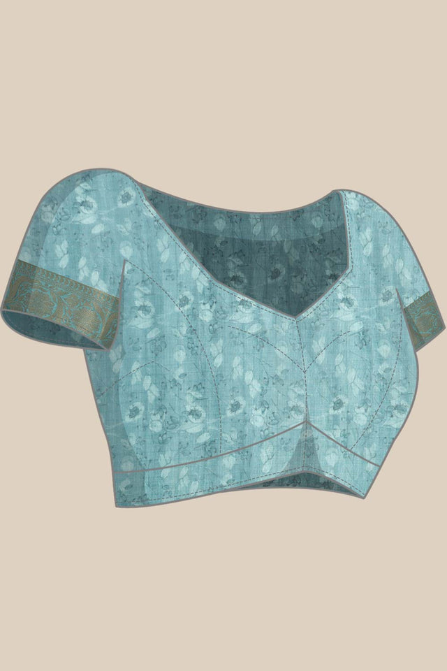 Light Green Muga Silk Animal Print Saree