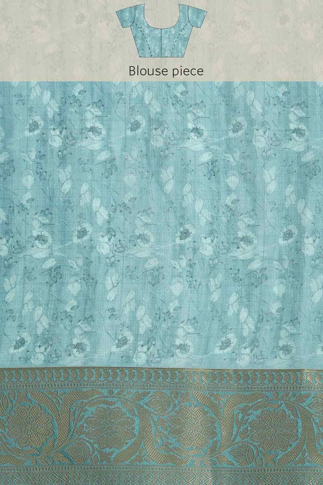 Light Green Muga Silk Animal Print Saree