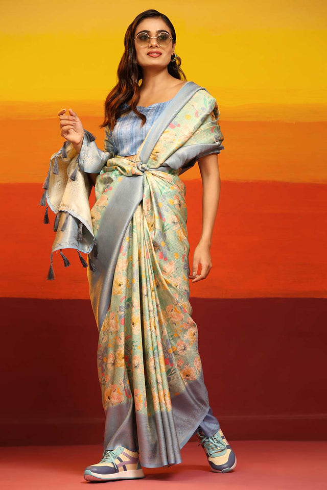 Kanchipuram Pattu Digital Print Silk Saree