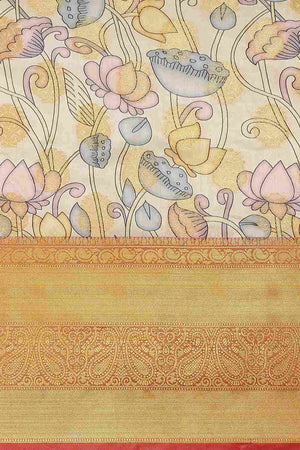 Buy Beige Soft Art Silk Floral Printed Banarasi Saree Online