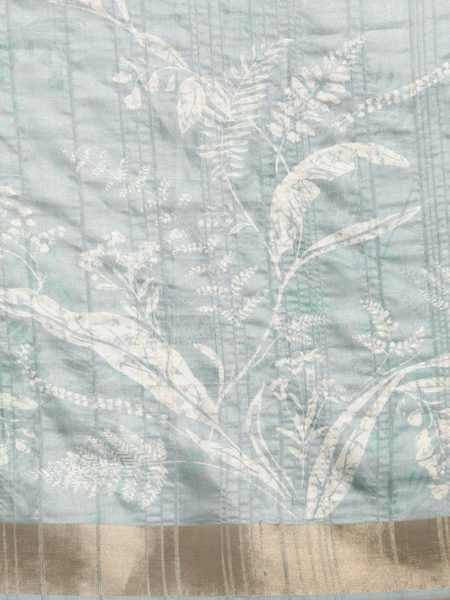 Grey Soft Silk Digital Print Saree (SZ-FLORA-GY-1980)