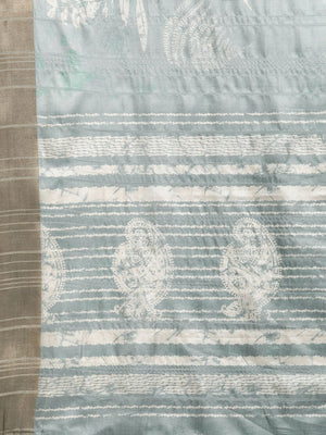 Grey Soft Silk Digital Print Saree (SZ-FLORA-GY-1980)