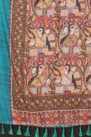 Blue Printed Cotton Blend Saree (SZ-INDIGO-1417)