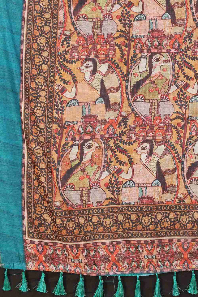 Blue Printed Cotton Blend Saree (SZ-INDIGO-1417)