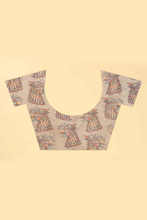 Blue Printed Cotton Blend Saree