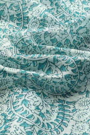 Teal Printed Cotton Blend Saree (SZ-INDIGO-1521)