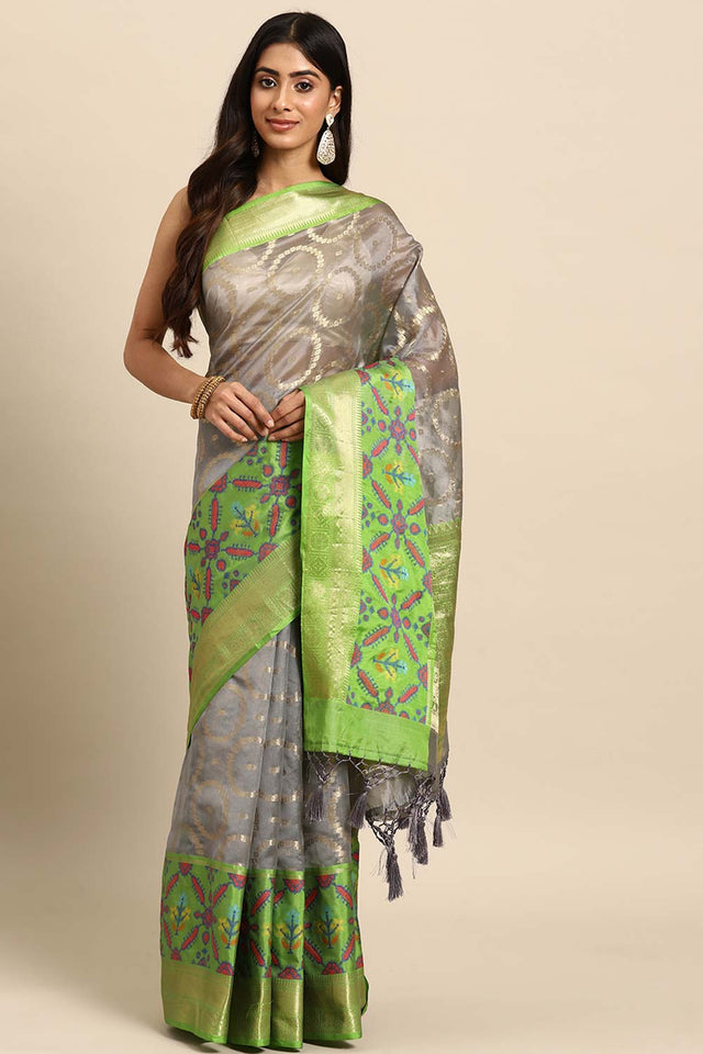 Grey Woven Silk Blend Saree (SZ-IRA-GY-1576)