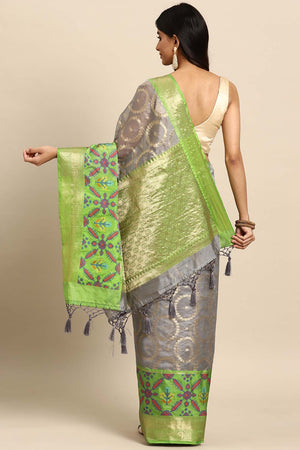 Grey Woven Silk Blend Saree (SZ-IRA-GY-1576)