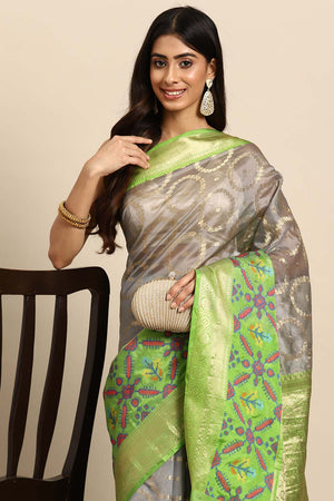 Grey Woven Silk Blend Saree (SZ-IRA-GY-1576)