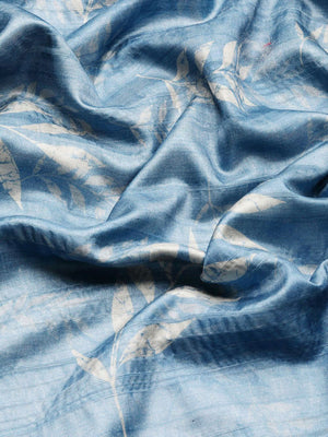 Blue Soft Silk Digital Print Saree